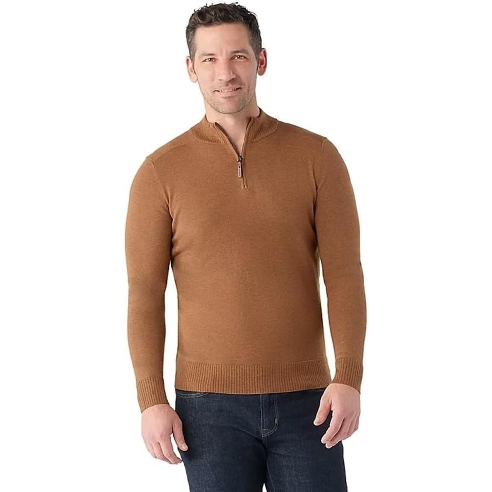 Smartwool Merino Sparwood Sweater Mens Small‎ Fox Brown 1/2 Zip Wool Blend Mock
